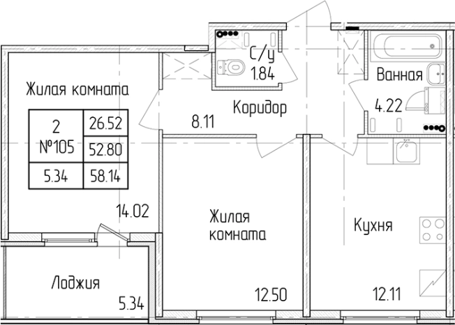 Купить двухкомнатную квартиру в новостройках у метро Проспект Ветеранов в Санкт-Петербурге. Вариант № 6865657, 0, площадь -  квм, цена 13358400 рублей