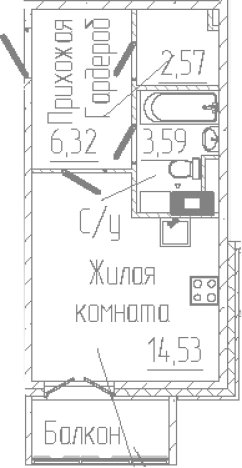 Купить Студию в Сертолове. Вариант № 6058937, 0, площадь -  квм, цена 5831078 рублей