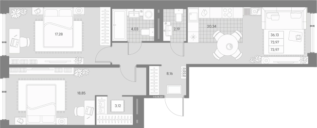 Купить трехкомнатную квартиру в ЖК AVANT в Санкт-Петербурге. Вариант № 4160653, 0, площадь -  квм, цена 45742868 рублей