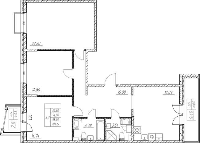Купить трехкомнатную квартиру в ЖК RESPECT в Санкт-Петербурге. Вариант № 7569659, 0, площадь -  квм, цена 28656090 рублей