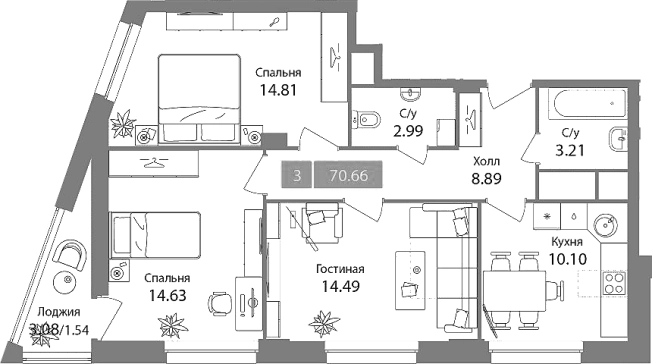 Купить трехкомнатную квартиру в ЖК Планерный квартал в Химках. Вариант № 86727, 0, площадь -  квм, цена 21598814 рублей