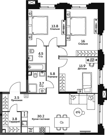 Купить многокомнатную квартиру у метро Нагорная в Москве. Вариант № 183846, 0, площадь -  квм, цена 37965760 рублей