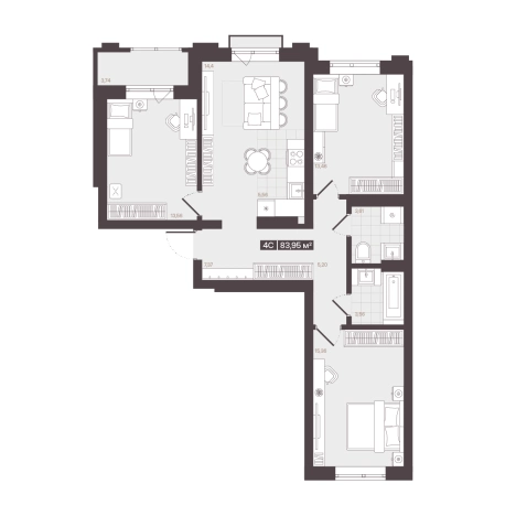 Купить четырехкомнатную квартиру в новостройках в Кемерове. Вариант № 170688, 0, площадь -  квм, цена 12862568 рублей