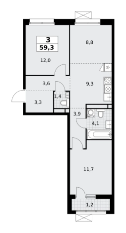 Купить трехкомнатную квартиру у метро Аэропорт Внуково в Москве. Вариант № 252698, 0, площадь -  квм, цена 16335371 рублей