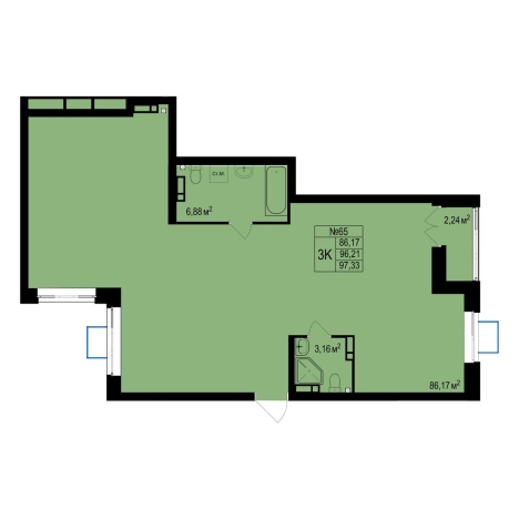 . Вариант № 118938, 0, площадь - 97.33 квм, цена 26279100 рублей