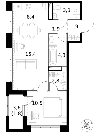 Купить двухкомнатную квартиру у метро Саларьево в Москве. Вариант № 9693125, 0, площадь -  квм, цена 19571730 рублей