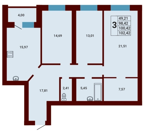 Купить квартиру в Стерлитамаке. Вариант № 83887, 0, площадь -  квм, цена 8455364 рублей