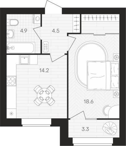 Купить однокомнатную квартиру в ЖК Жилой комплекс "Кантри" в Пензенской области. Вариант № 114489, 0, площадь -  квм, цена 4231500 рублей