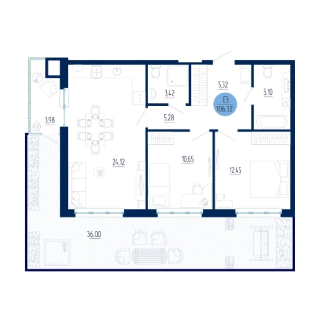Купить двухкомнатную квартиру на улице проезд Бульвар Оптимистов в Рязанской области. Вариант № 102198, 0, площадь -  квм, цена 8482370 рублей