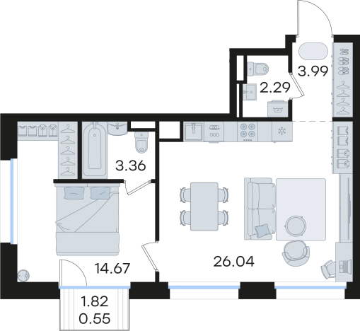 Купить однокомнатную квартиру в ЖК GloraX Premium Гребной Канал в Нижнем Новгороде. Вариант № 9337121, 0, площадь -  квм, цена 14864863 рублей