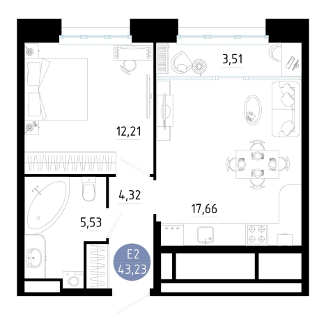 Купить квартиру в новостройках в районе Железнодорожный в Рязани. Вариант № 123244, 0, площадь -  квм, цена 5705063 рублей