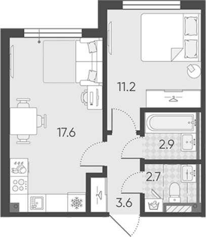 Купить двухкомнатную квартиру в новостройках у метро Купчино в Санкт-Петербурге. Вариант № 7597294, 0, площадь -  квм, цена 9362288 рублей