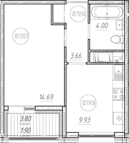 Купить однокомнатную квартиру у метро Шушары в Санкт-Петербурге. Вариант № 9154234, 0, площадь -  квм, цена 5786503 рублей
