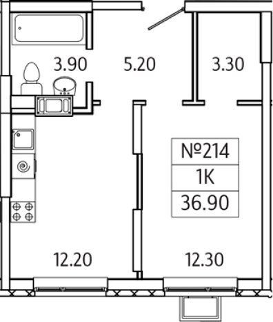 . Вариант № 128740, 0, площадь - 36.9 квм, цена 5838526 рублей