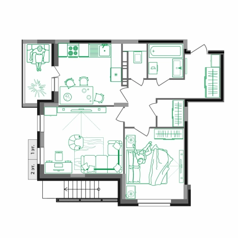 Купить квартиру в ЖК Маршал в Коврове. Вариант № 2731630, 2, площадь -  квм, цена 6398290 рублей