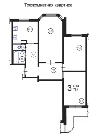 Купить трехкомнатную квартиру в ЮВАО в Москве. Вариант № 7486516, 11, площадь -  квм, цена 16500000 рублей