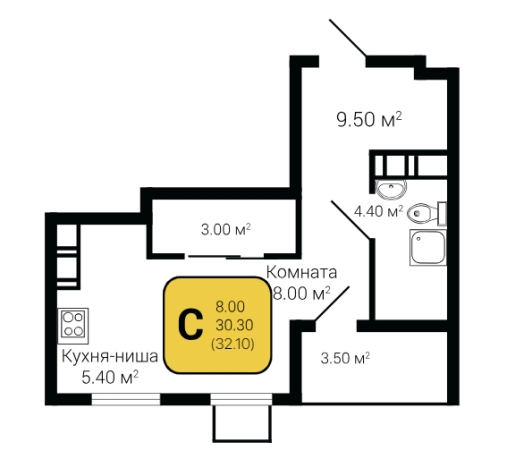 Купить Студию в ЖК Ключи Club в Воронеже. Вариант № 94784, 0, площадь -  квм, цена 4517314 рублей