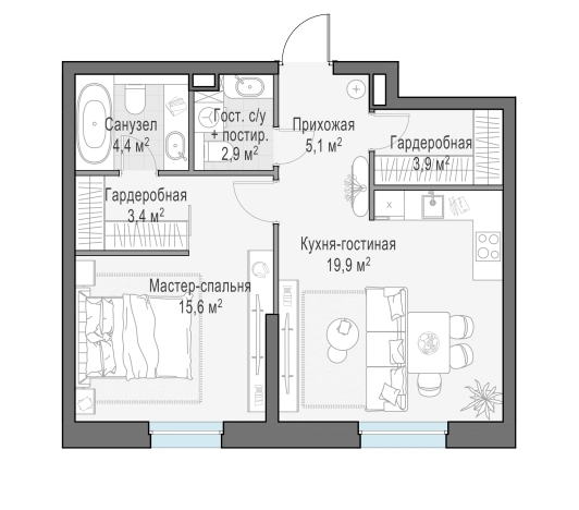 Купить квартиру в ЖК FORIVER в Москве. Вариант № 93189, 0, площадь -  квм, цена 39030000 рублей
