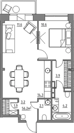 Купить двухкомнатную квартиру в районе Расторгуево в Видном. Вариант № 3572980, 0, площадь -  квм, цена 9578809 рублей