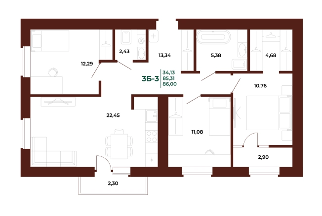Купить трехкомнатную квартиру в новостройках на улице проспект Строителей в Пензе. Вариант № 418562, 0, площадь -  квм, цена 11118240 рублей