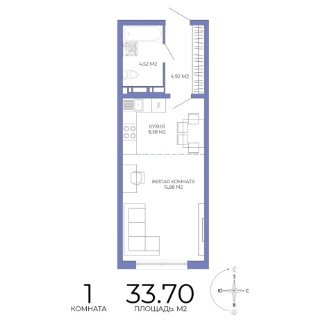 Купить однокомнатную квартиру на улице Побочинская в Пензе. Вариант № 127903, 0, площадь -  квм, цена 3100400 рублей