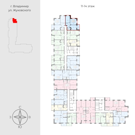 Купить двухкомнатную квартиру в Владимире. Вариант № 9655853, 1, площадь - квм, цена 7739050 рублей