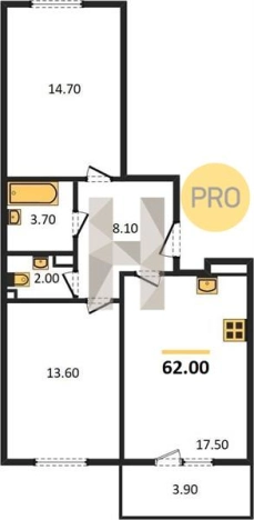 Купить двухкомнатную квартиру в Микрорайоне 8-й, жилой район Культбаза в Ижевске. Вариант № 61263, 0, площадь -  квм, цена 4409020 рублей