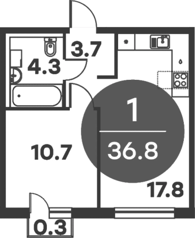 Купить однокомнатную квартиру в ЖК Равновесие в Московской области. Вариант № 157310, 0, площадь -  квм, цена 6211104 рублей