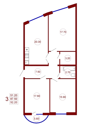 Купить трехкомнатную квартиру в ЖК ЖД на ул. Дзержинского в Воронеже. Вариант № 85522, 0, площадь -  квм, цена 15000000 рублей