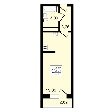 Купить Студию в районе Коминтерновский в Воронеже. Вариант № 107870, 0, площадь -  квм, цена 3719328 рублей
