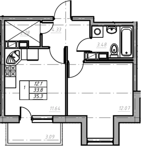 Купить однокомнатную квартиру на улице Евграфова в Всеволожске. Вариант № 6260089, 0, площадь -  квм, цена 5402000 рублей