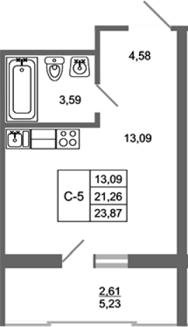 Купить Студию в новостройках у метро Девяткино в Ленинградской области. Вариант № 7790889, 0, площадь -  квм, цена 3843070 рублей