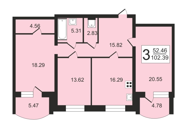 Купить квартиру на улице Брюсова в Коврове. Вариант № 119831, 0, площадь -  квм, цена 11467680 рублей