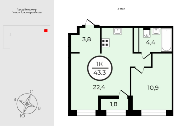 Купить квартиру в новостройках в Владимире. Вариант № 9519156, 0, площадь -  квм, цена 6928000 рублей