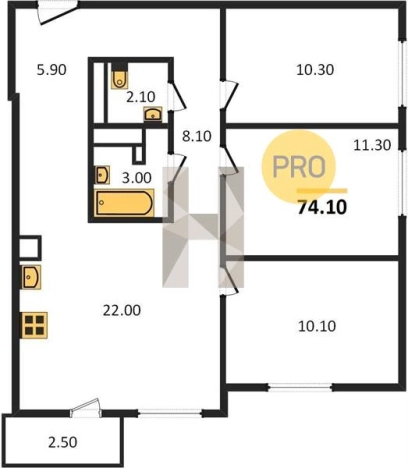 Купить трехкомнатную квартиру в ЖК Настроение в Ижевске. Вариант № 70202, 0, площадь -  квм, цена 5501925 рублей