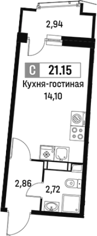 . Вариант № 6211925, 0, площадь - 19.68 квм, цена 4193934 рублей