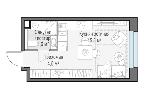 Купить Студию в ЖК Белый Grad в Мытищах. Вариант № 167075, 0, площадь -  квм, цена 6250000 рублей
