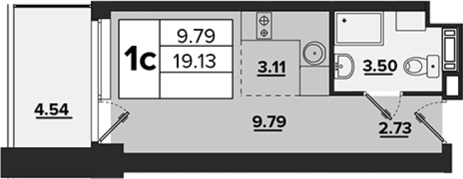 . Вариант № 77049, 0, площадь - 19.09 квм, цена 14122000 рублей