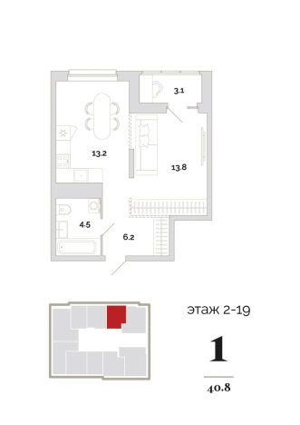 Купить однокомнатную квартиру в ЖК Жилой комплекс "Модернист" в Пензе. Вариант № 97271, 0, площадь -  квм, цена 6038400 рублей