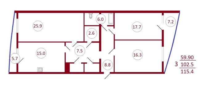 Купить трехкомнатную квартиру в ЖК ЖД на ул. Дзержинского в Воронеже. Вариант № 85540, 0, площадь -  квм, цена 17300000 рублей