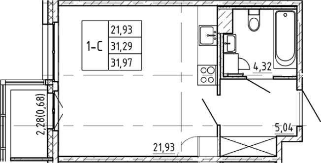Купить Студию у метро Василеостровская в Санкт-Петербурге. Вариант № 7598171, 0, площадь -  квм, цена 14152796 рублей