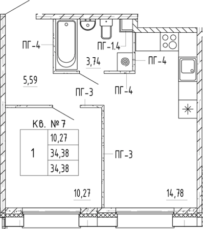 Купить однокомнатную квартиру в новостройках в ЖК PlUS Пулковский в Санкт-Петербурге. Вариант № 5586630, 0, площадь -  квм, цена 7522344 рублей