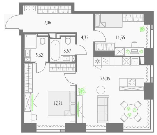 Купить двухкомнатную квартиру у метро Бутырская в Москве. Вариант № 3798815, 0, площадь -  квм, цена 40964739 рублей