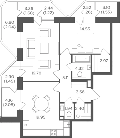 Купить квартиру в ЖК FORIVER в Москве. Вариант № 91543, 0, площадь -  квм, цена 48425040 рублей