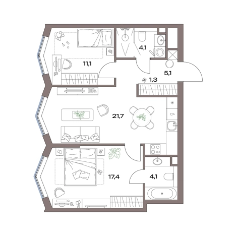Купить трехкомнатную квартиру у метро Яхромская в Москве. Вариант № 881310, 0, площадь -  квм, цена 27623179 рублей