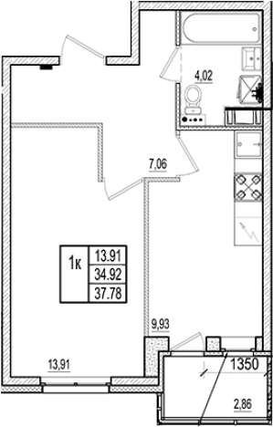 Купить однокомнатную квартиру в Коммунаре. Вариант № 6964128, 0, площадь -  квм, цена 5016300 рублей