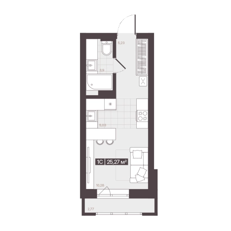 Купить однокомнатную квартиру в новостройках в Кемерове. Вариант № 170721, 0, площадь -  квм, цена 4461368 рублей