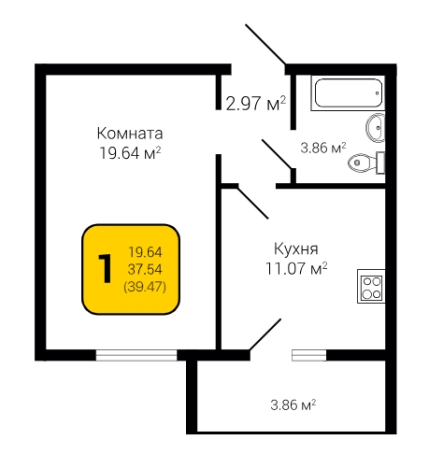 Купить однокомнатную квартиру в ЖК Александровский сад в Воронежской области. Вариант № 111028, 0, площадь -  квм, цена 4933750 рублей