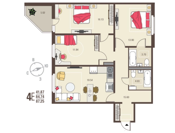 Купить квартиру на улице бульвар Художников в Воронежской области. Вариант № 23069, 4, площадь -  квм, цена 6500000 рублей