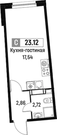 Купить Студию у метро Девяткино в Мурине. Вариант № 6212533, 0, площадь -  квм, цена 4378653 рублей